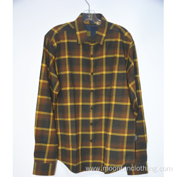 Windproof Plaid Print Long-sleeve Men's Cotton Flannel Shirt